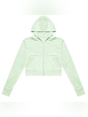 Boys Lie Medium Croppes Sage Green Zip Terry Hoodie